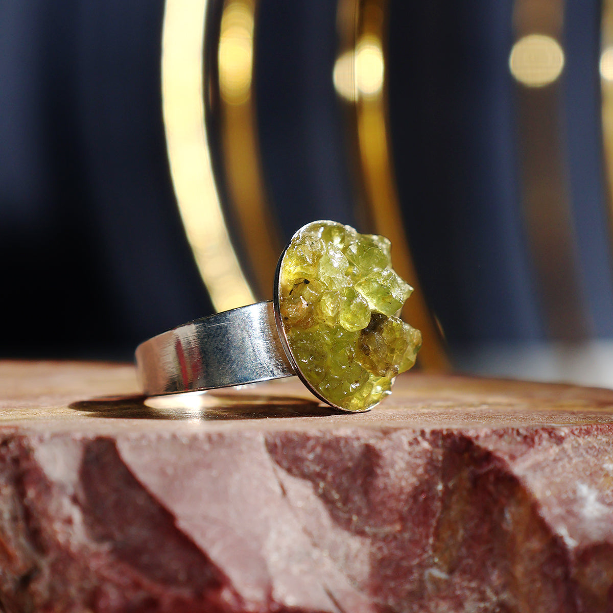 Peridot Chips Stone Ring