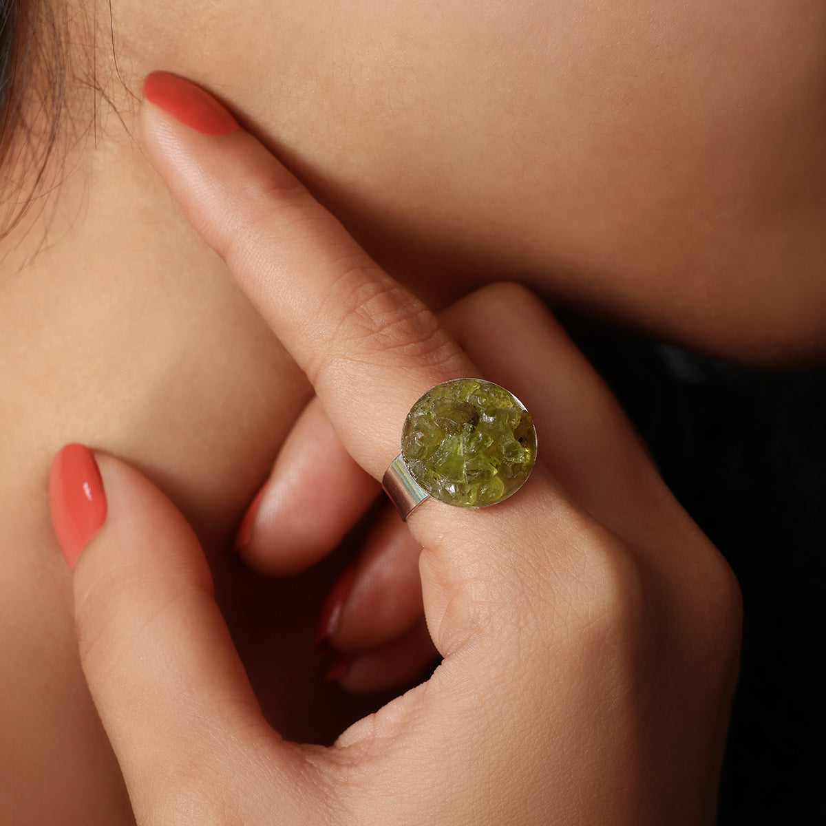 Peridot Chips Stone Ring