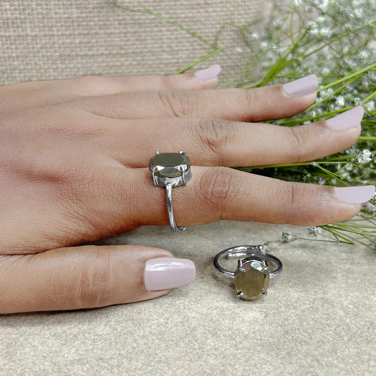 Pyrite Faceted Cut Ring