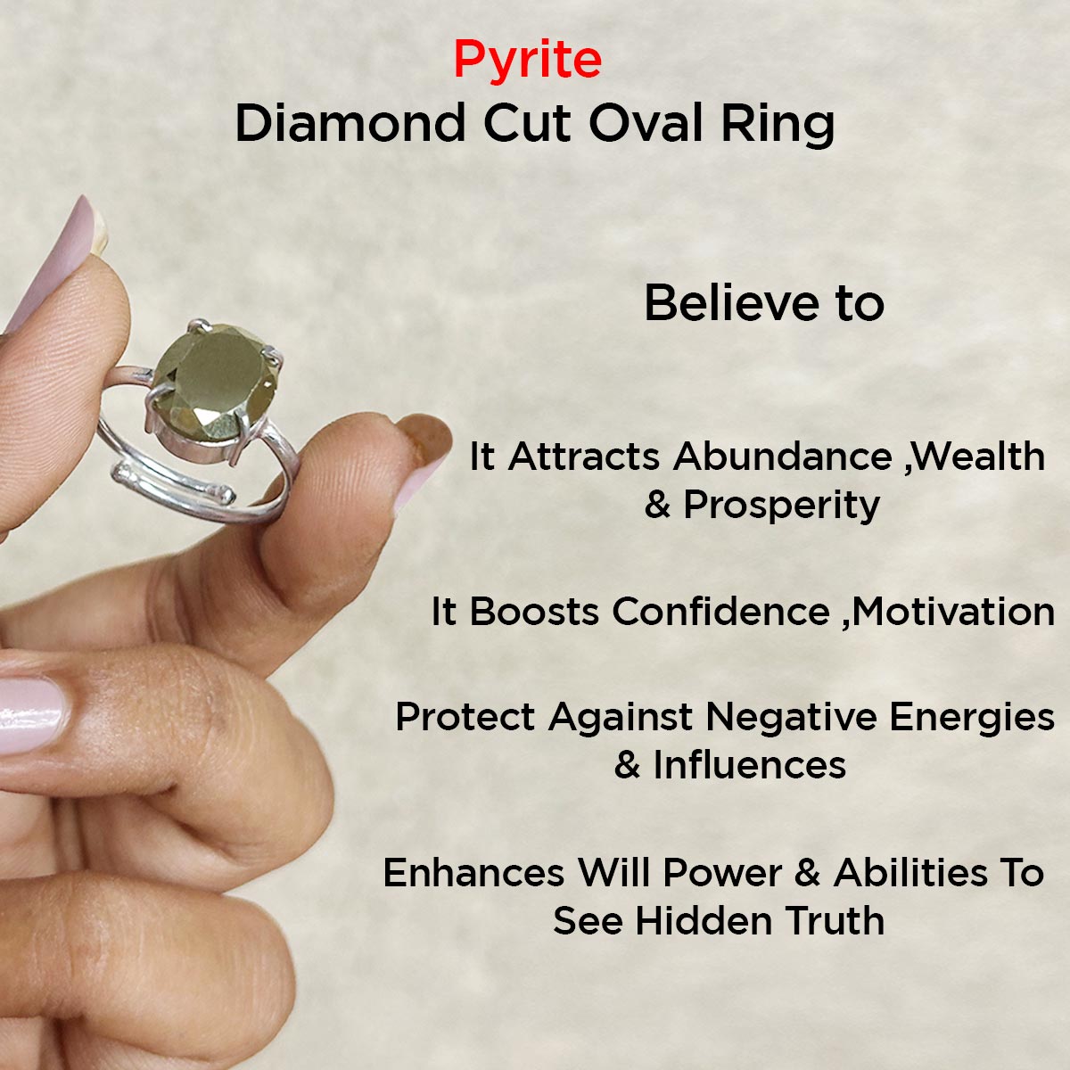 Pyrite Faceted Cut Ring