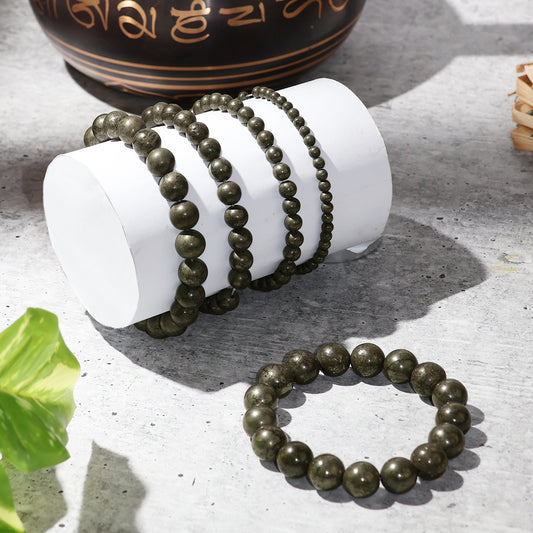 Pyrite Round Beads Bracelet