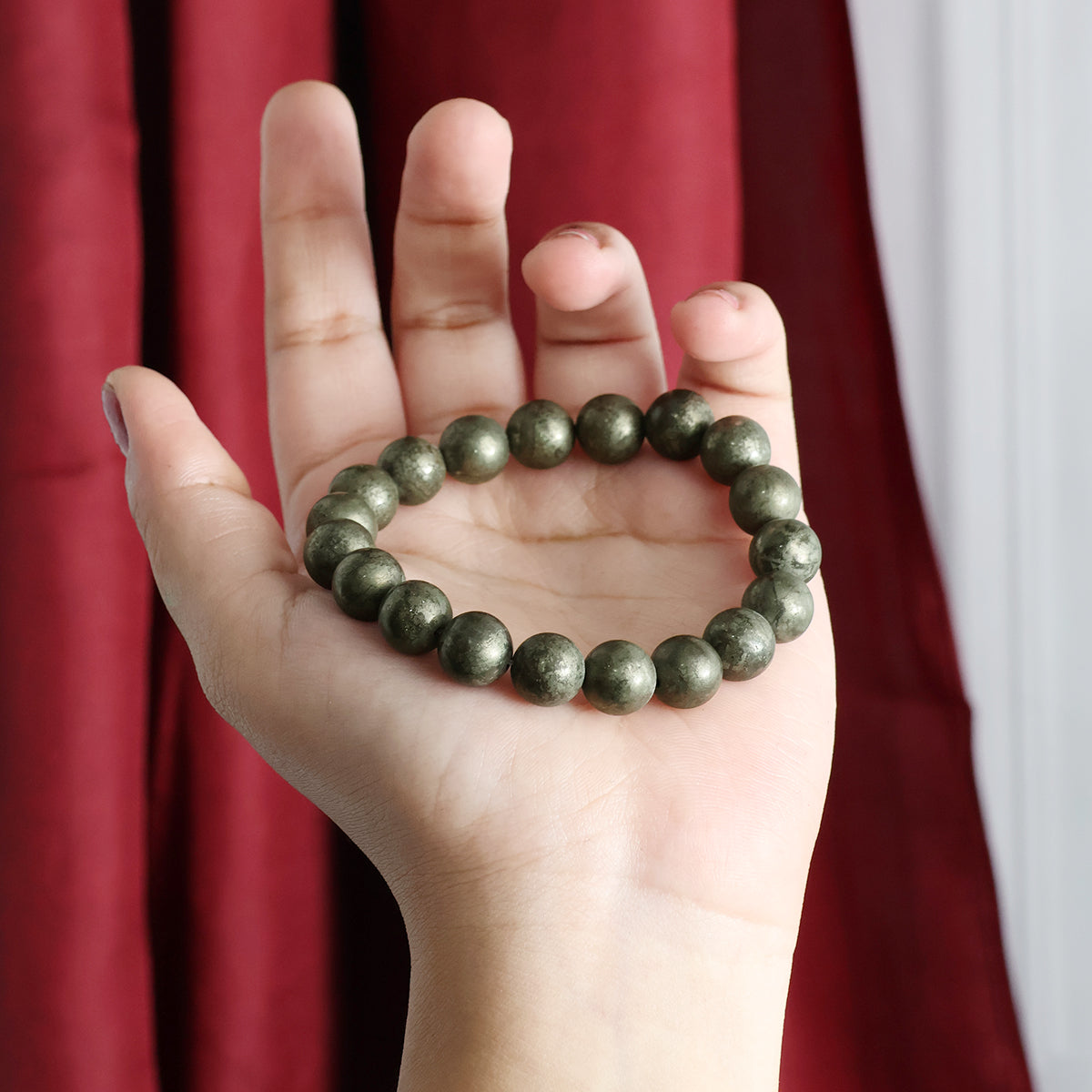 Pyrite Round Beads Bracelet