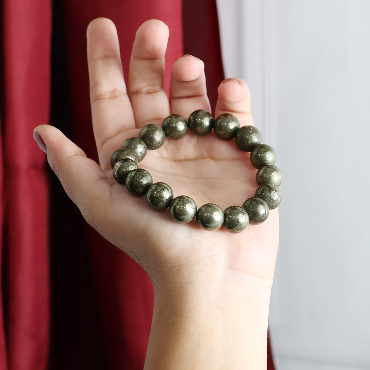 Pyrite Round Beads Bracelet