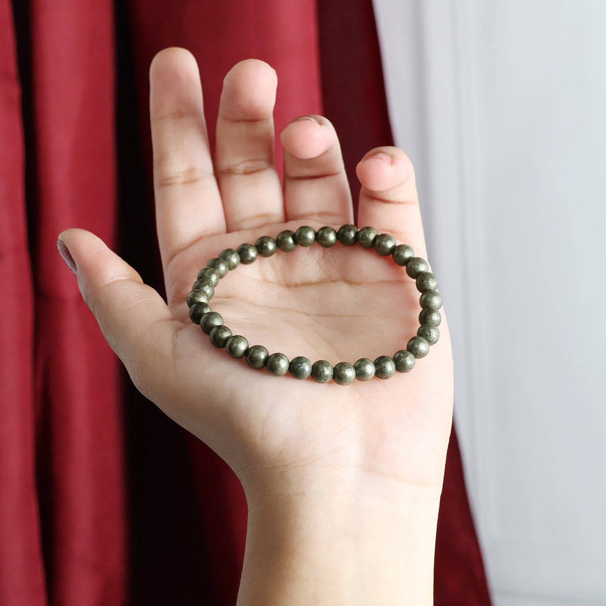 Pyrite Round Beads Bracelet