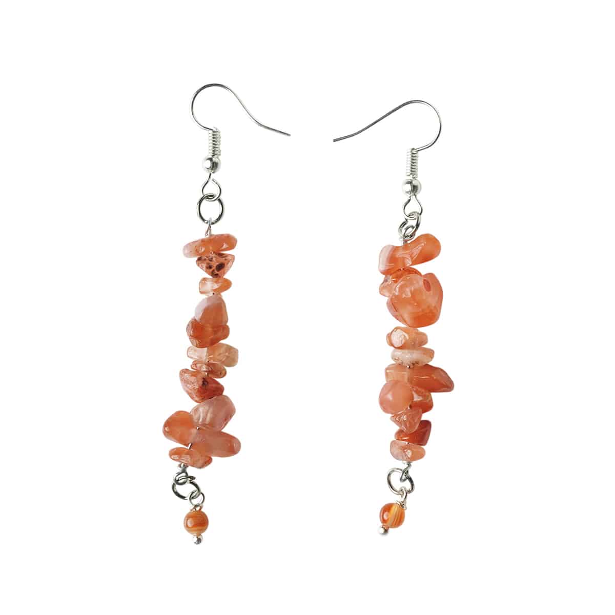 Red Carnelian Chips Hook Earrings