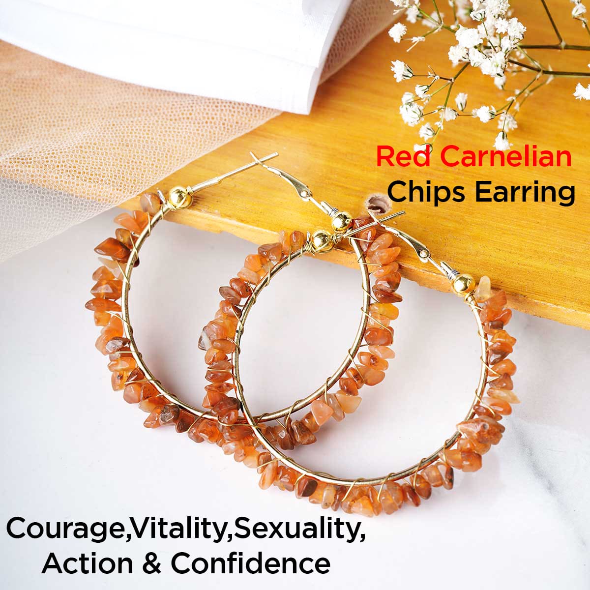 Red Carnelian Hoops Earring