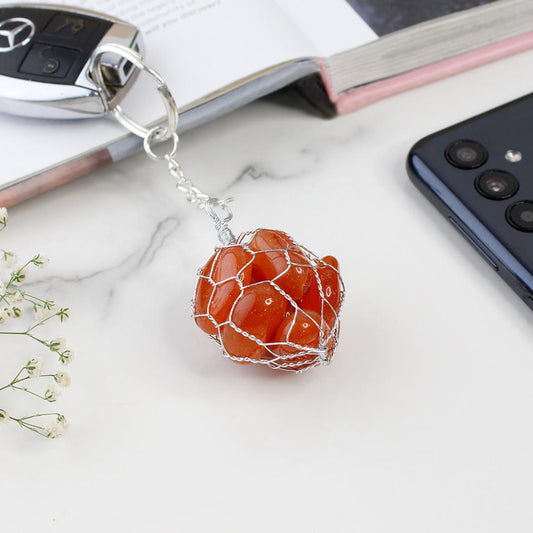 Red Carnelian Tumble Keychain