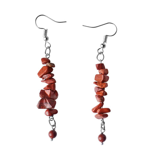 Red Jasper Chips Hook Earrings