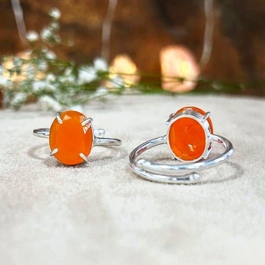 Red Carnelian Faceted Cut Ring