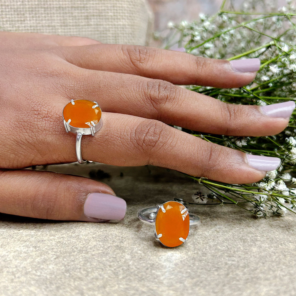 Red Carnelian Faceted Cut Ring