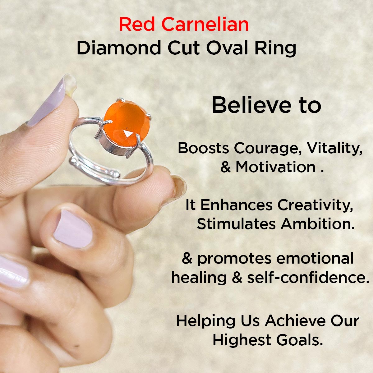 Red Carnelian Faceted Cut Ring