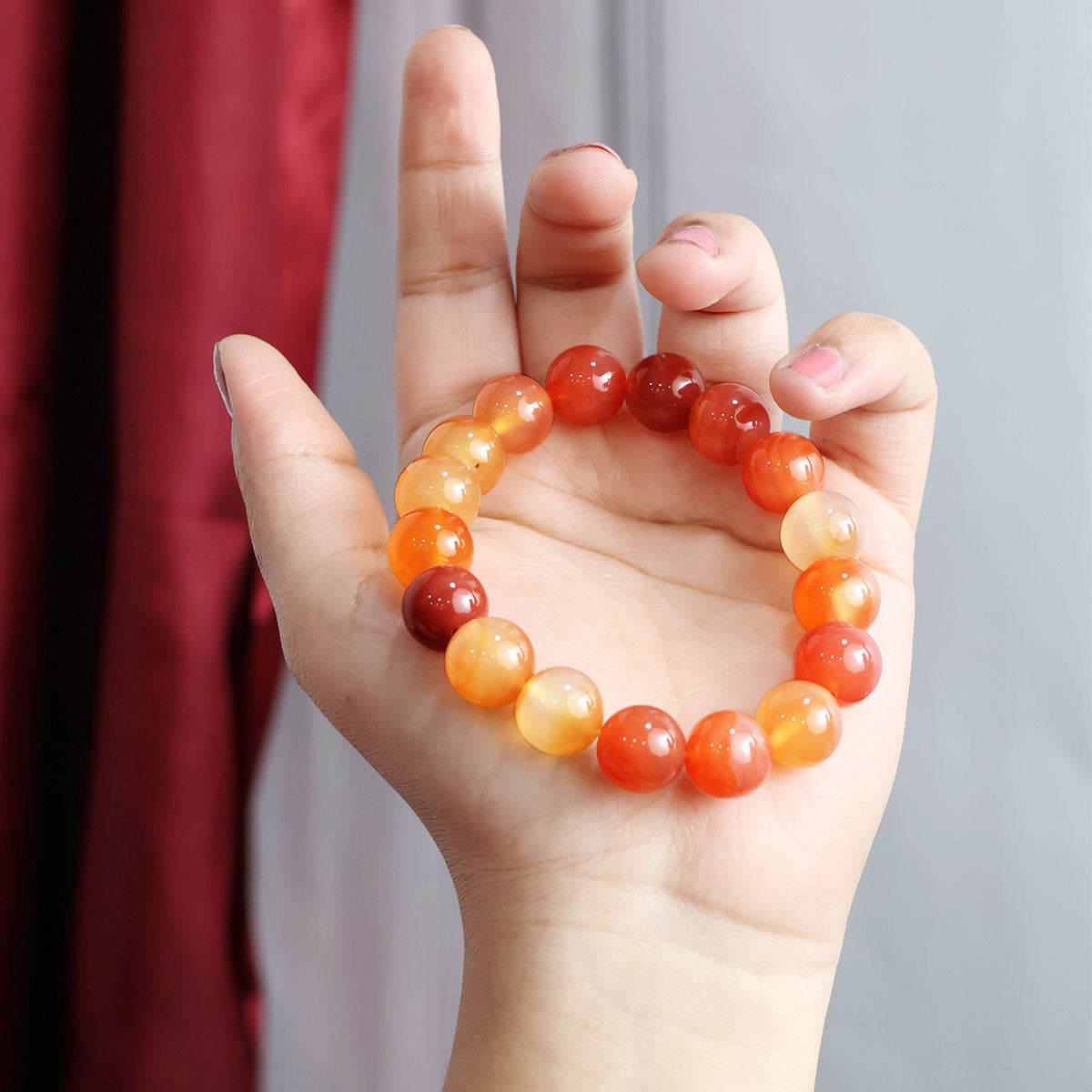 Red Carnelian Round Beads Bracelet