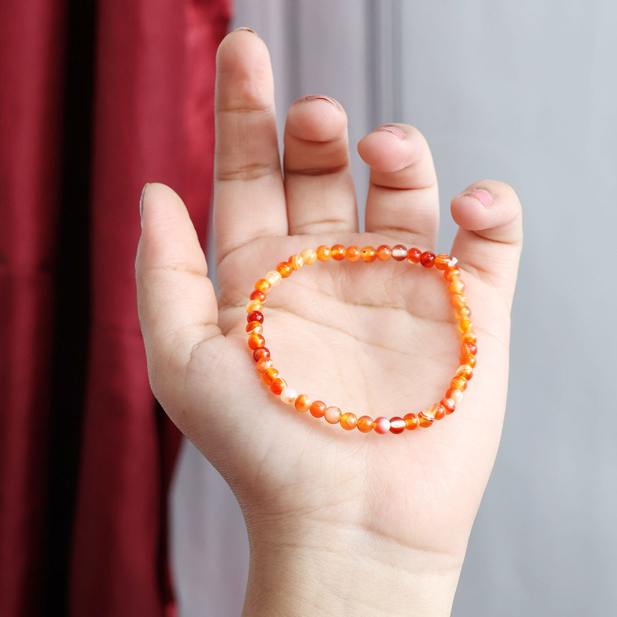 Red Carnelian Round Beads Bracelet