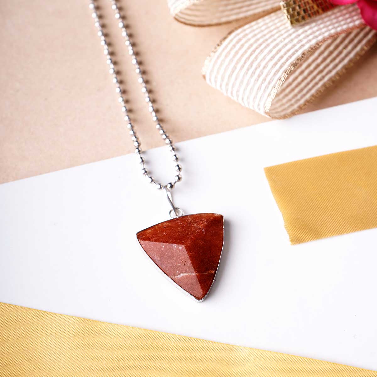 Red Jasper Crystal Triangle Pendant