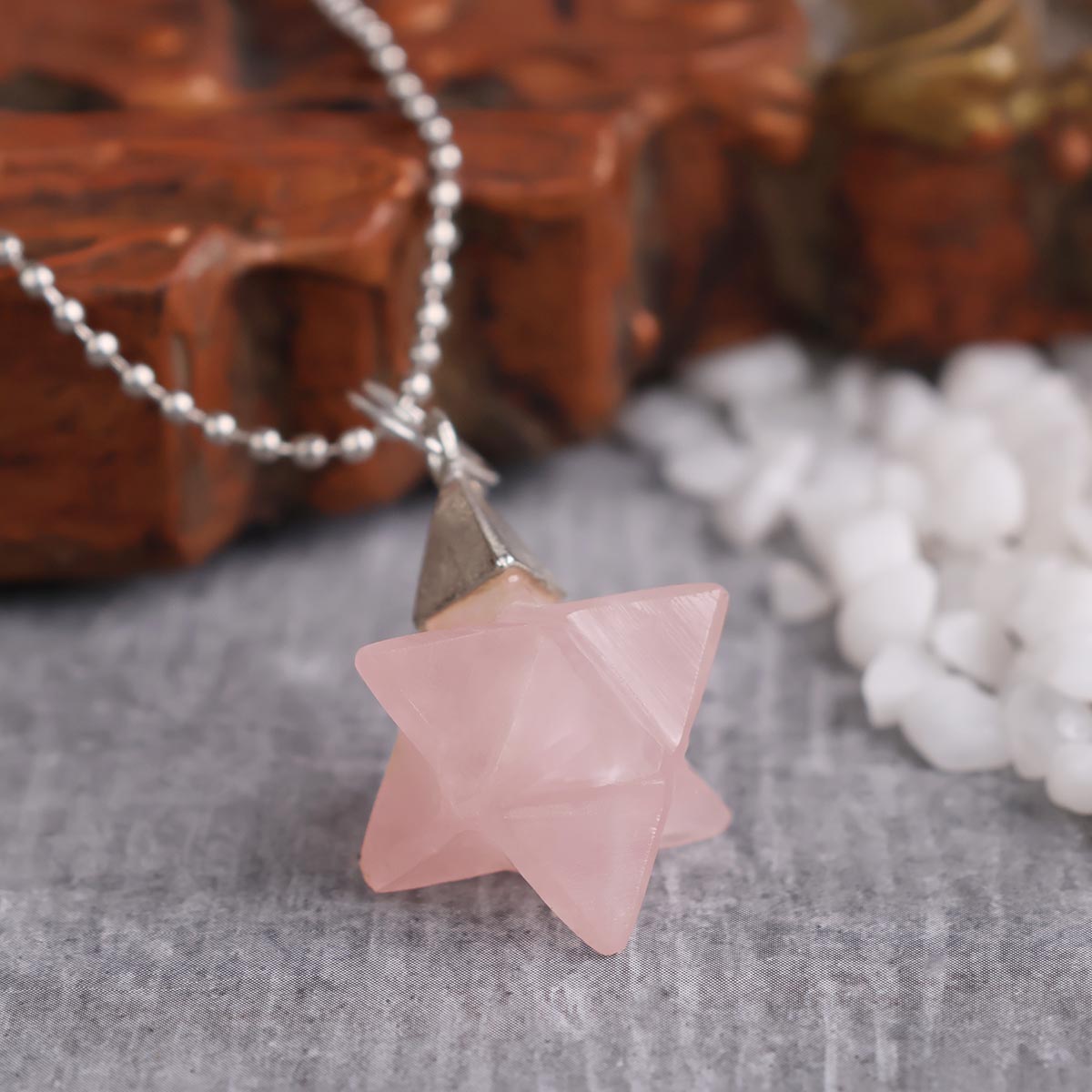 Rose Quartz Merkaba Shape Pendant