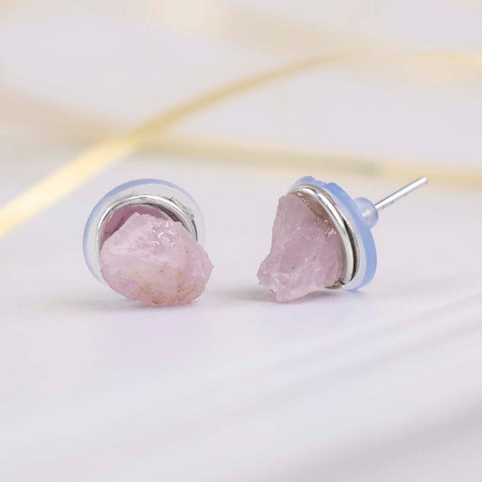 Rose Quartz Raw Studs Earrings