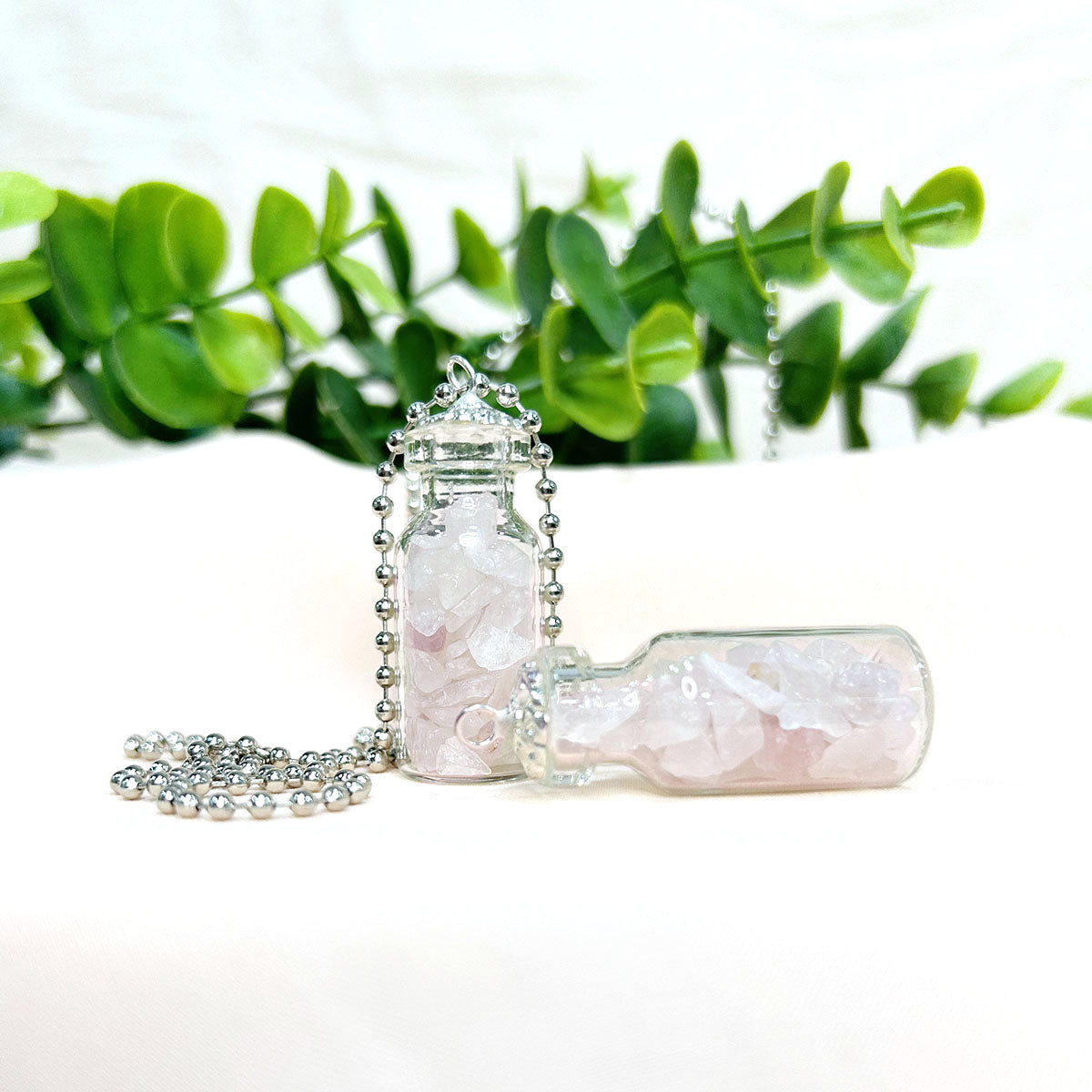 Rose Quartz Chips Bottle Pendant