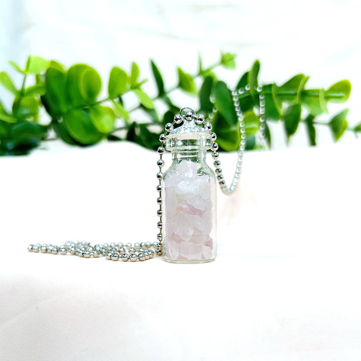 Rose Quartz Chips Bottle Pendant