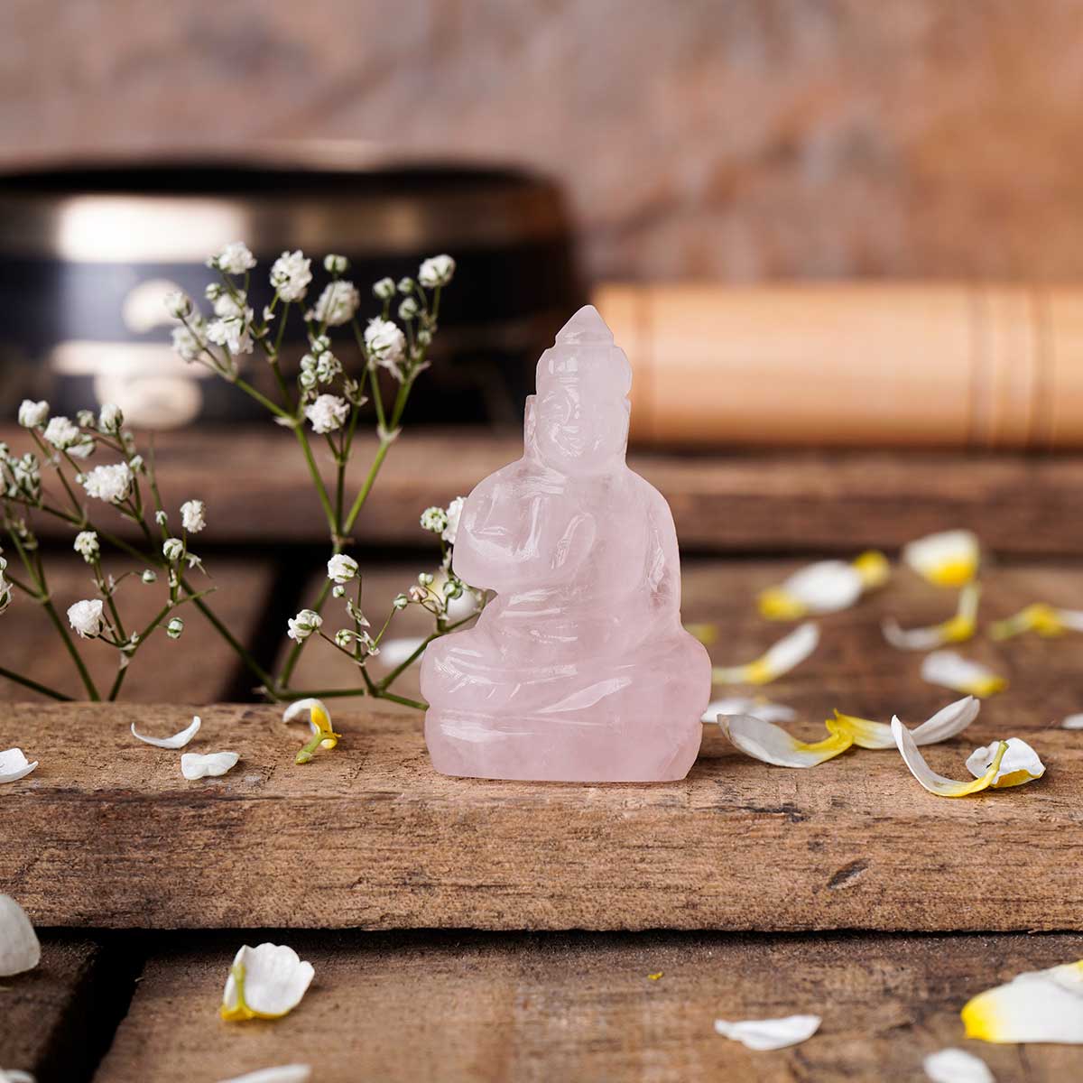 Rose Quartz Buddha Idol For Good Fortune