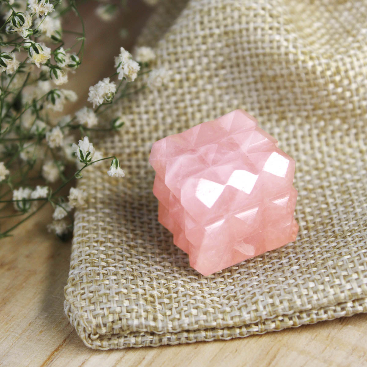 Rose Quartz Cube Pyramid