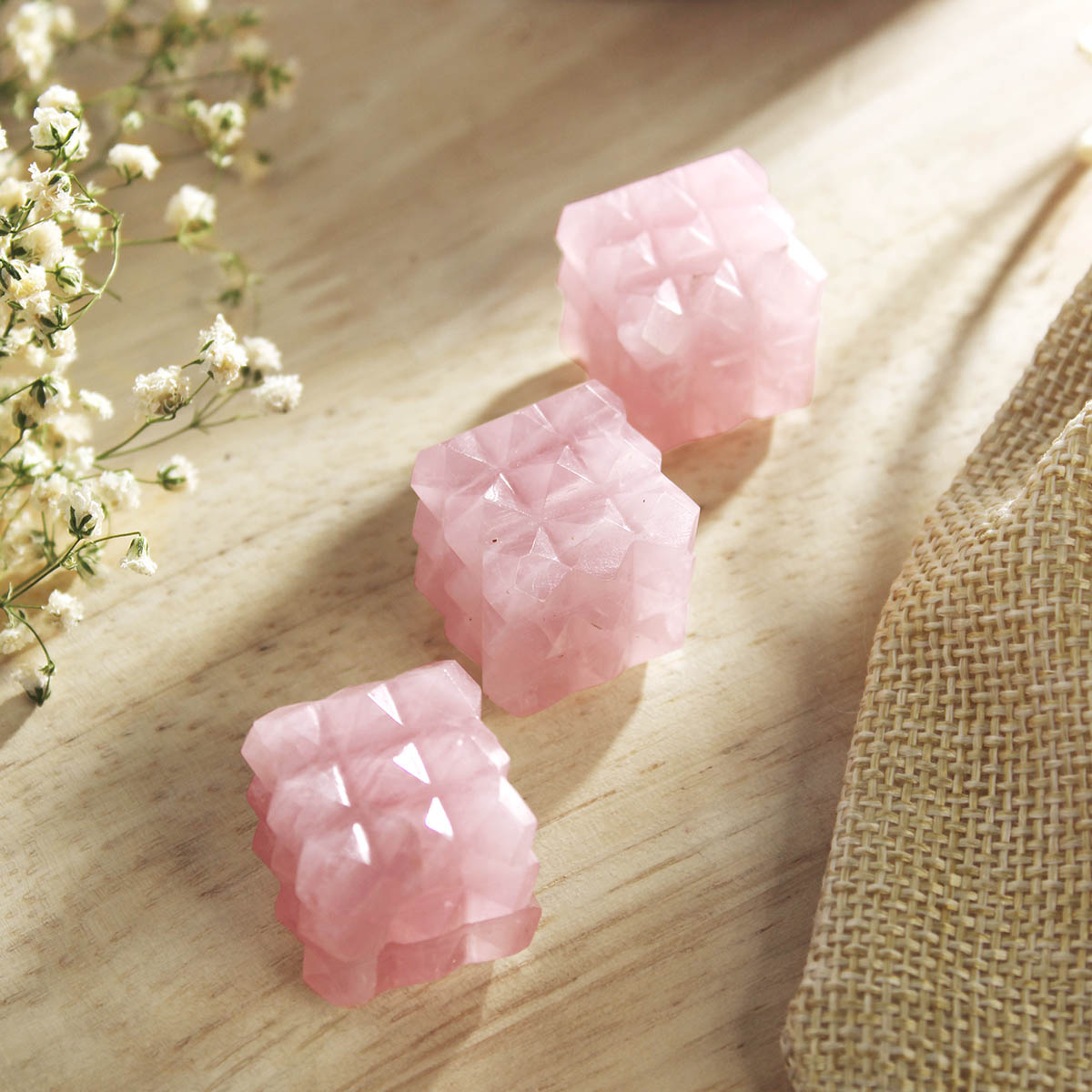 Rose Quartz Cube Pyramid