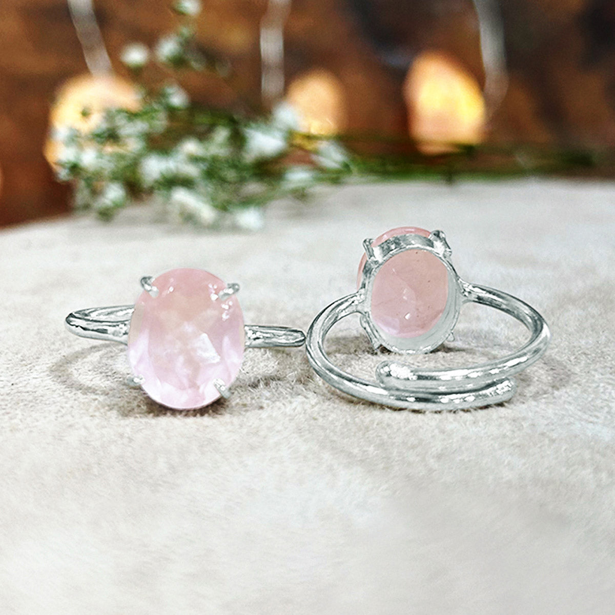 Rose Quartz Faceted Cut Ring