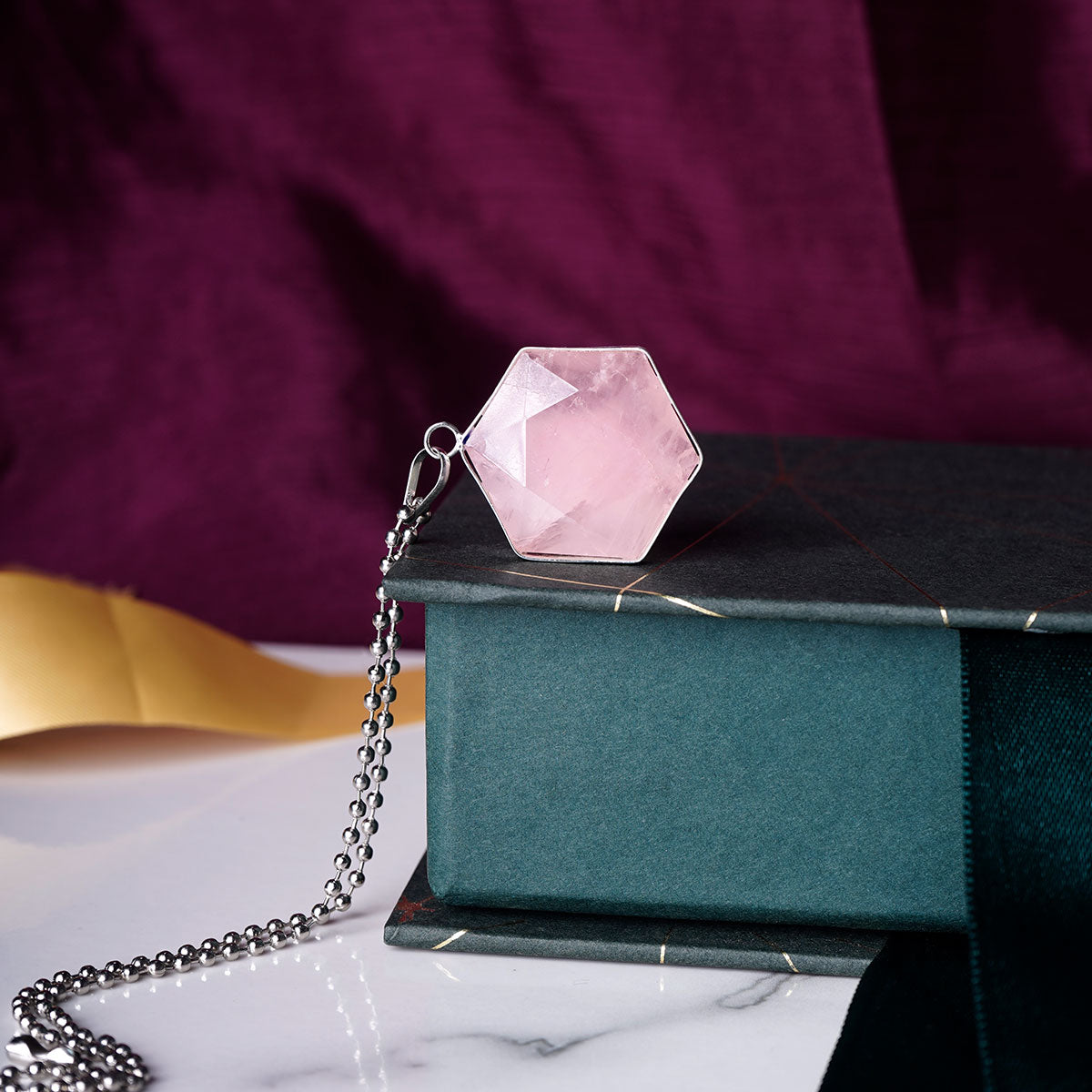 Rose Quartz Hexagonal Pendant