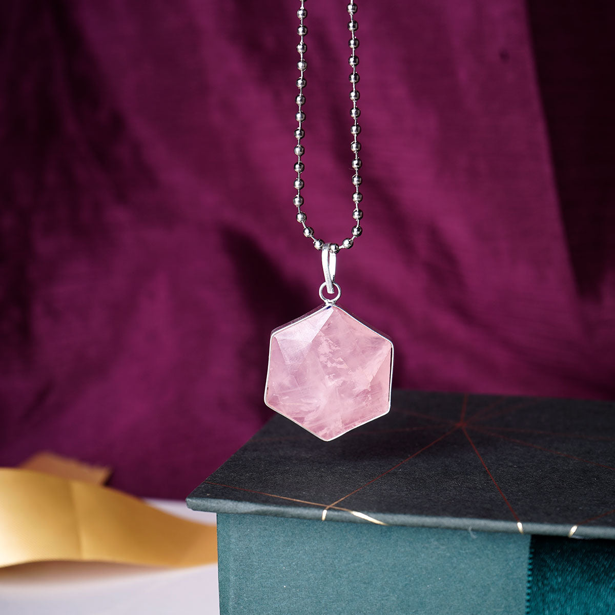 Rose Quartz Hexagonal Pendant