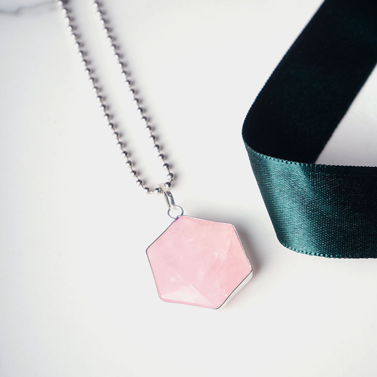 Rose Quartz Hexagonal Pendant