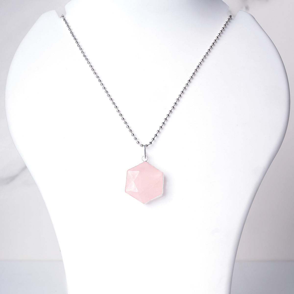 Rose Quartz Hexagonal Pendant