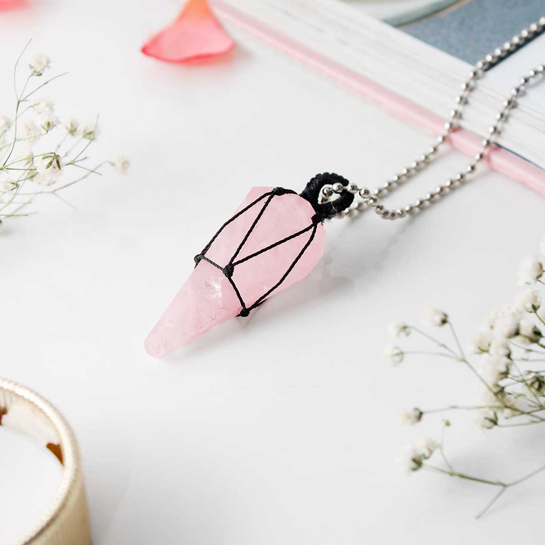 Rose Quartz Point Pendant Thread