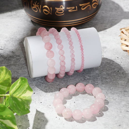 Rose Quartz Round Beads Bracelet