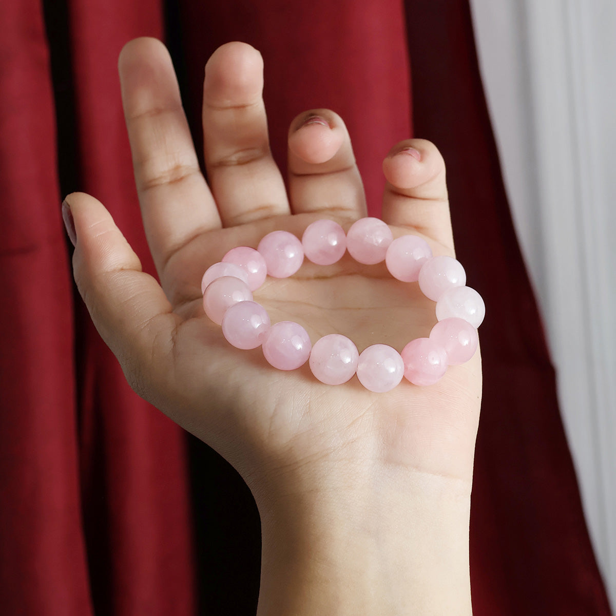 Rose Quartz Round Beads Bracelet