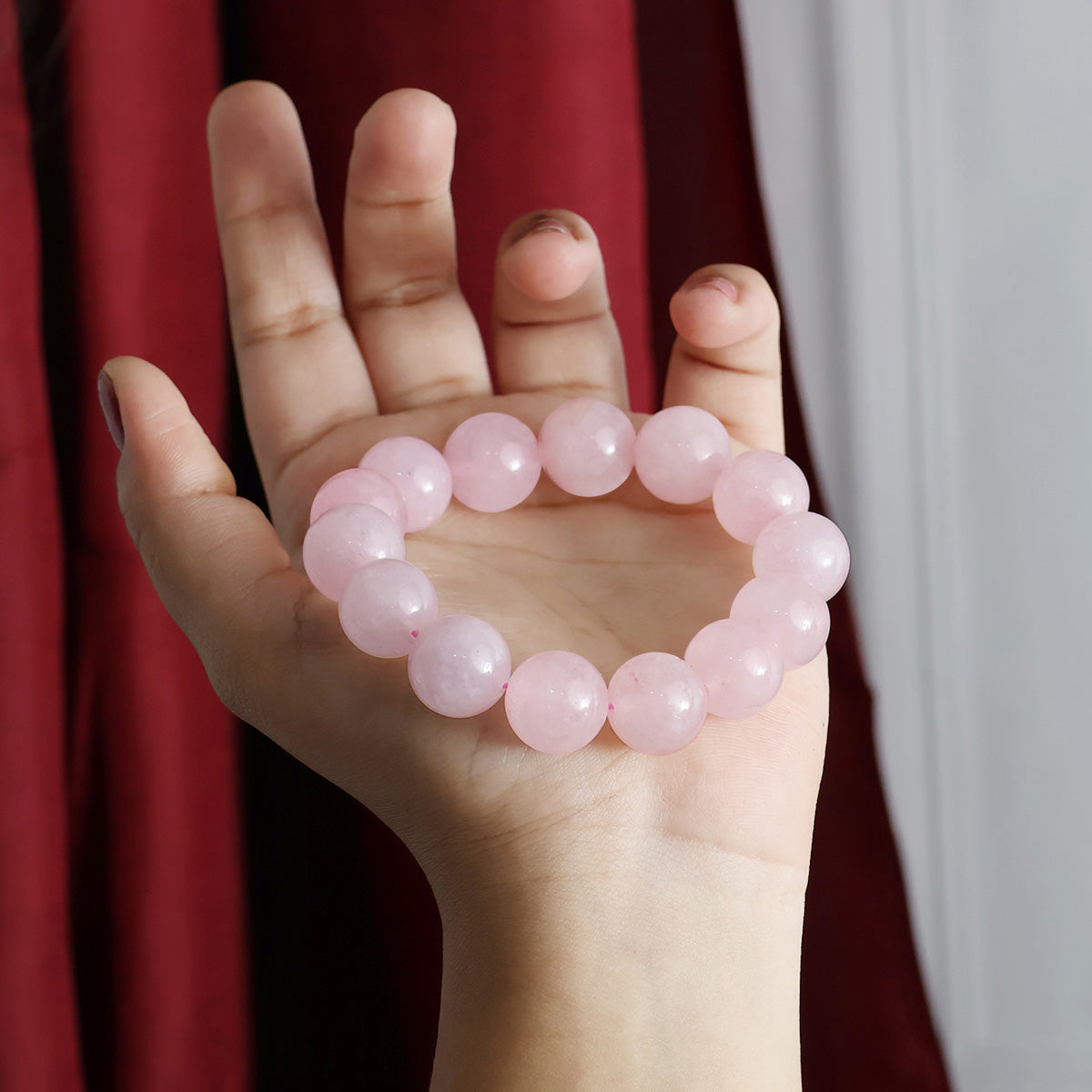 Rose Quartz Round Beads Bracelet