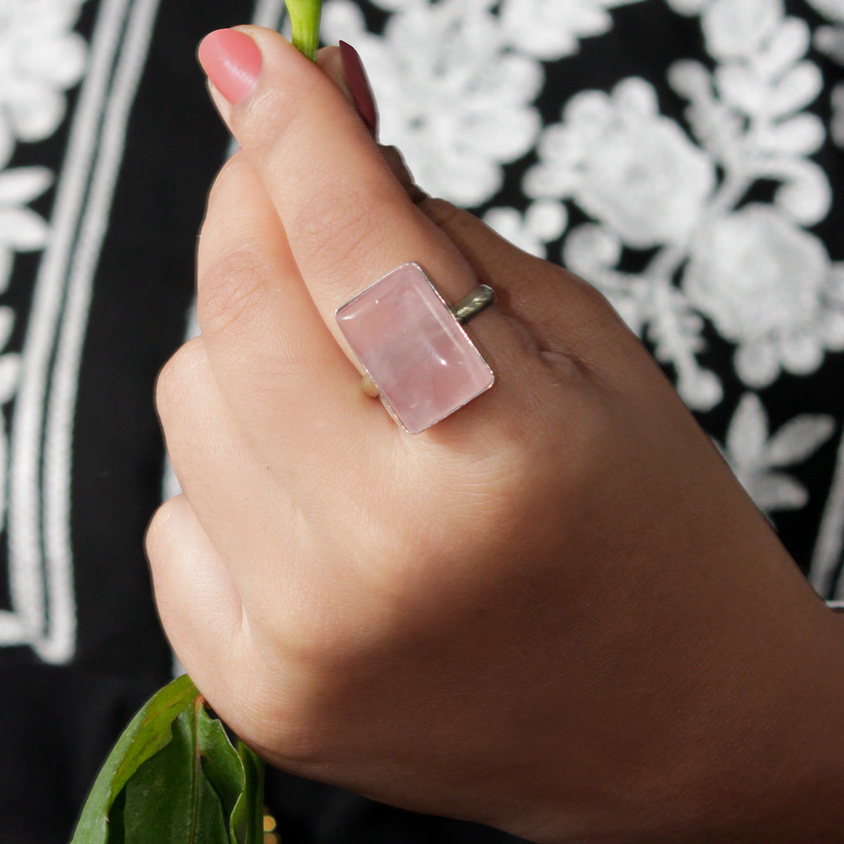 Rose Quartz Stone Ring