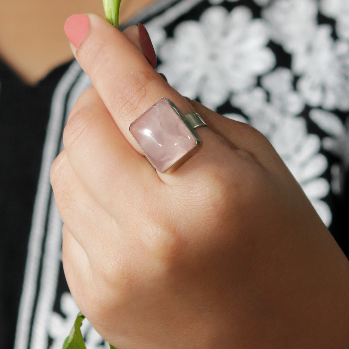 Rose Quartz Stone Ring