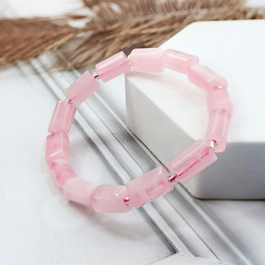 Rose Quartz Tube Beads Bracelet