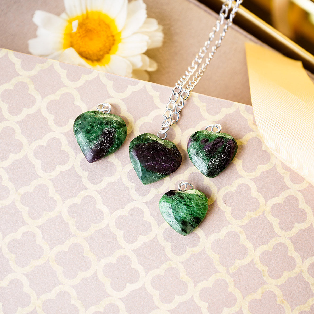 Ruby Zoisite Heart Pendant