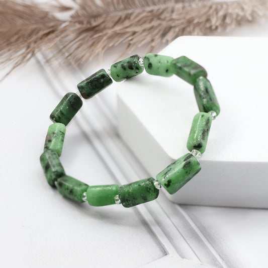 Ruby Zoisite Tube Beads Bracelet