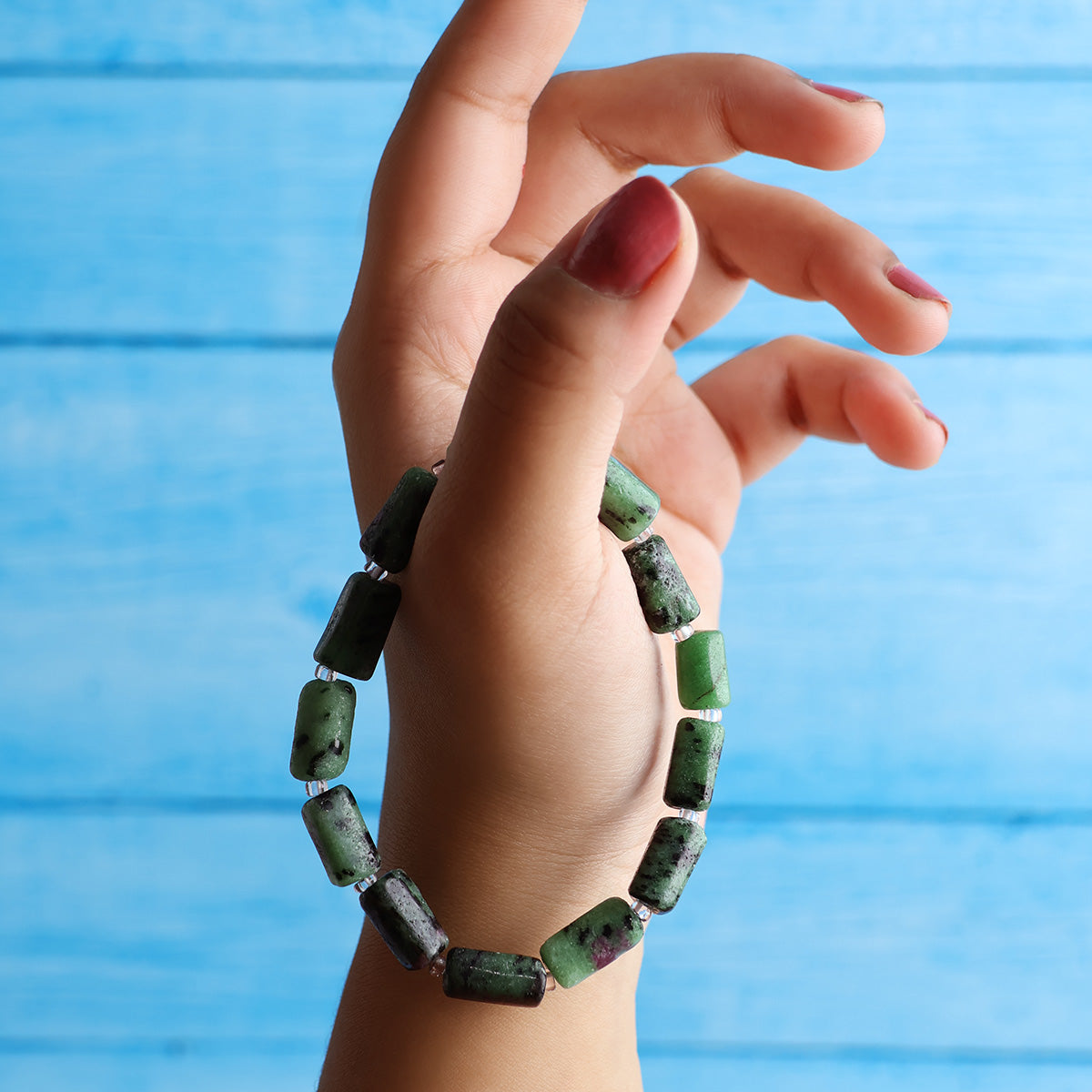 Ruby Zoisite Tube Beads Bracelet