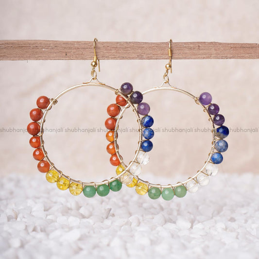 Seven Chakra Beads Hook Earrings