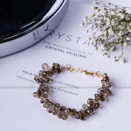 Smoky Quartz Tear Drop Beads Bracelet