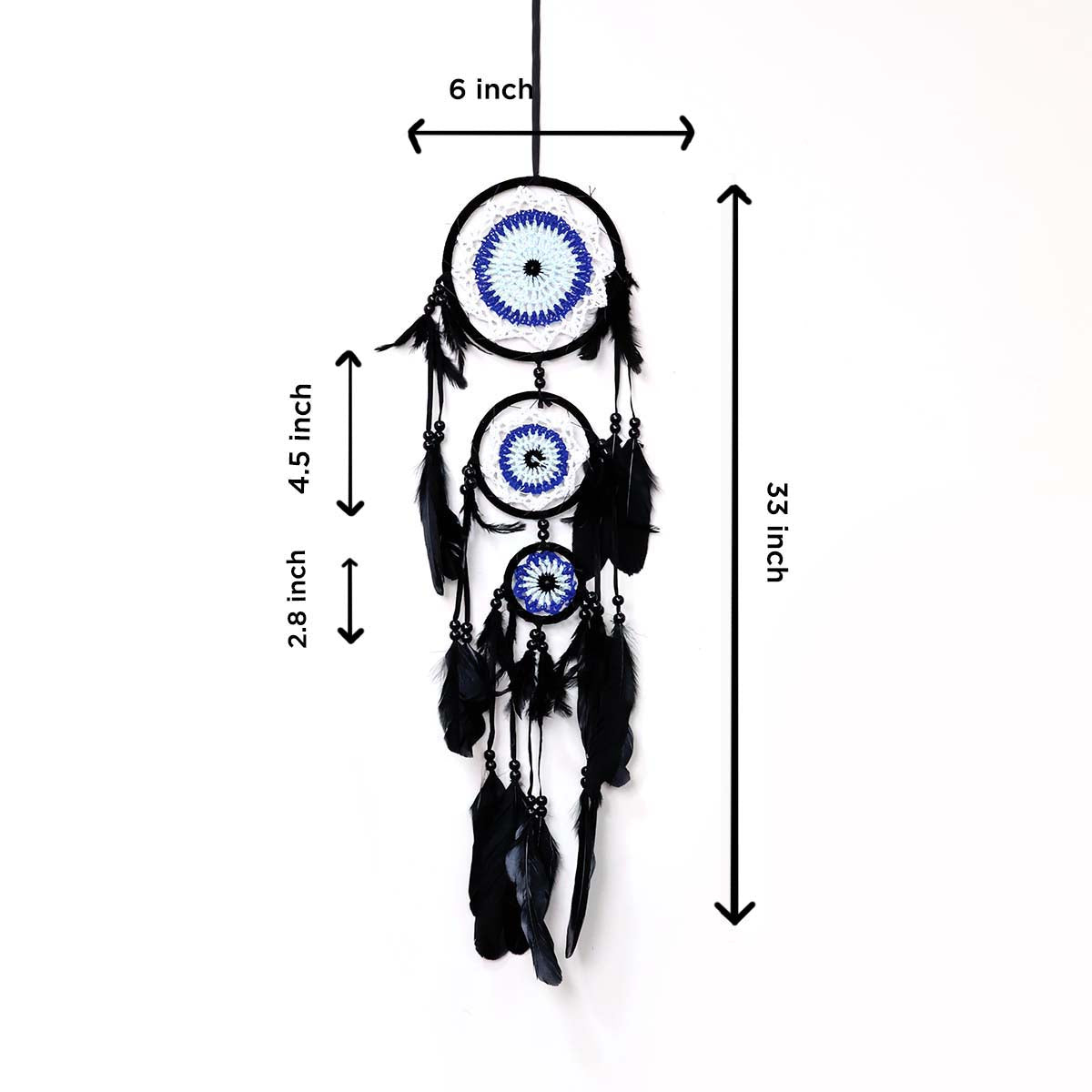 Three Evil Eye Dream Catcher (Black)