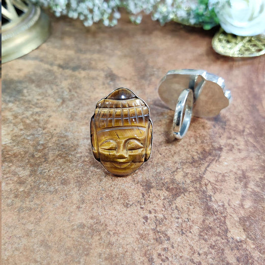 Tiger Eye Crystal Buddha Ring