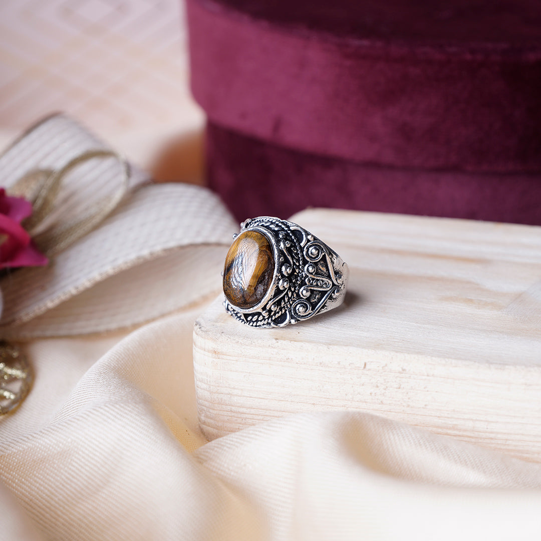 Tiger Eye Crystal Design Ring