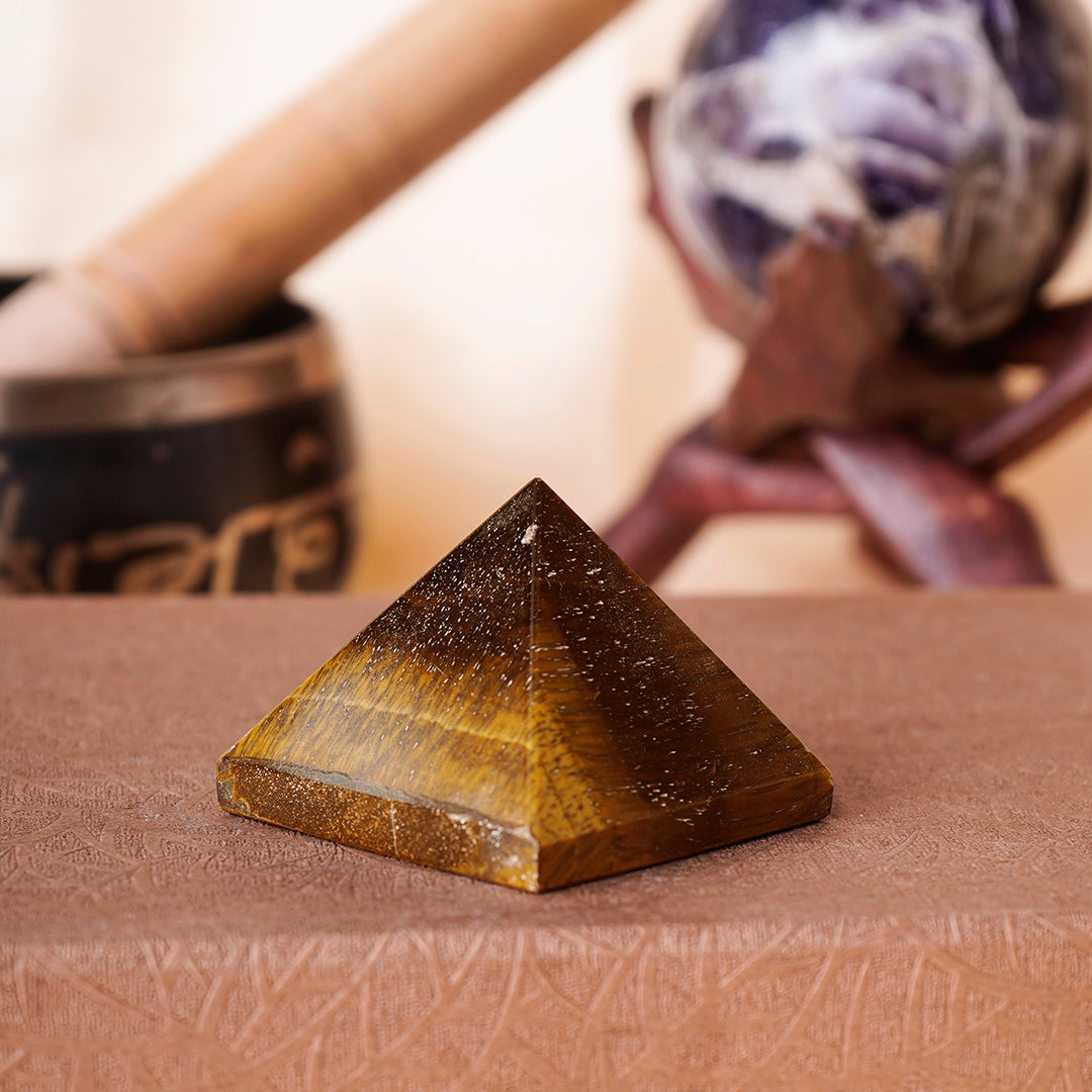 Tiger Eye Stone Pyramid