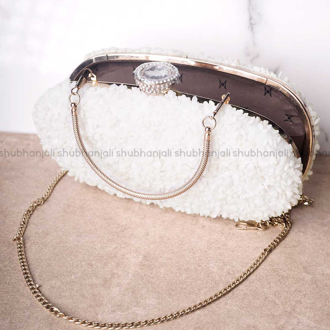 White Agate Chips Stone Purse