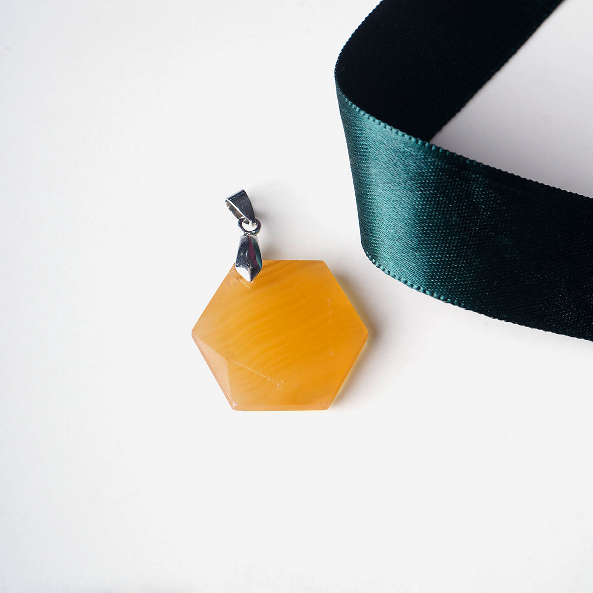 Yellow Calcite  Hexagonal Pendant