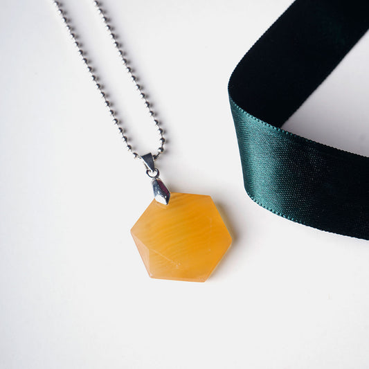 Yellow Calcite  Hexagonal Pendant