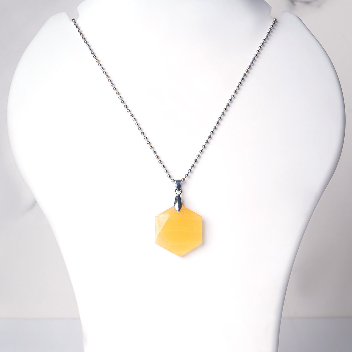 Yellow Calcite  Hexagonal Pendant